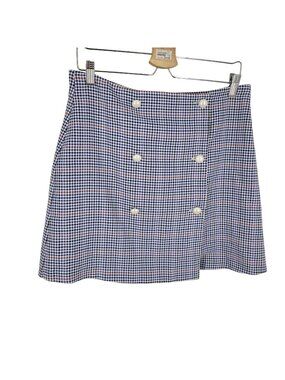 ASOS 10 Tall Houndstooth Skirt Mini Preppy Academia Mod Pearl Button Twee